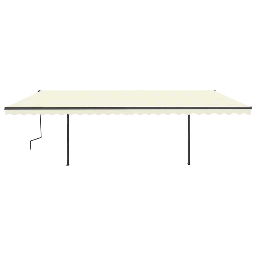 vidaXL Copertină retractabilă manual cu LED, crem, 6x3 m vidaXL Copertină retractabilă manual cu LED, crem, 6x3 m