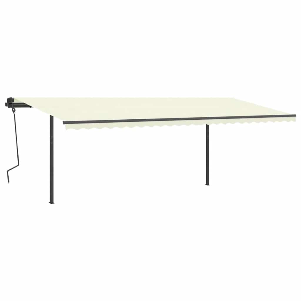 vidaXL Copertină retractabilă automat, cu stâlpi, crem, 6x3 m vidaXL Copertină retractabilă automat, cu stâlpi, crem, 6x3 m