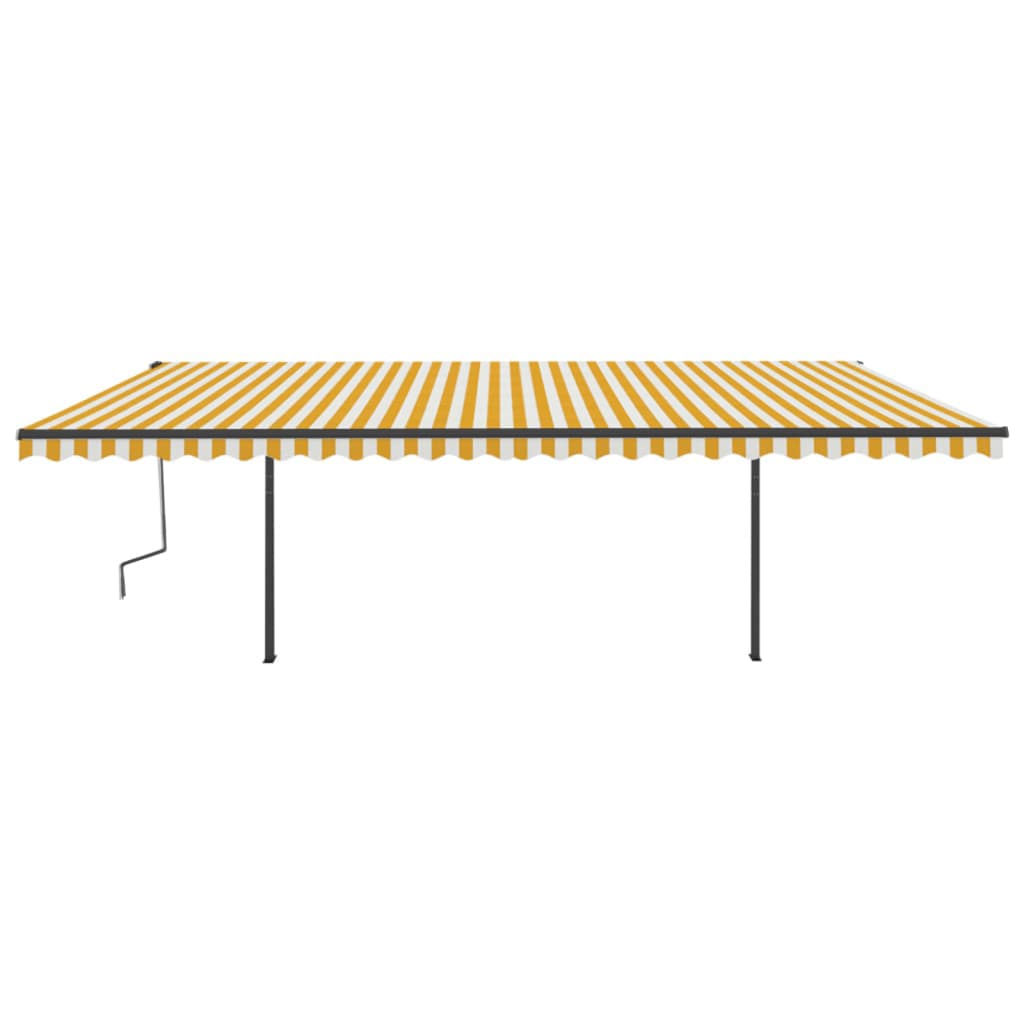 vidaXL Copertină retractabilă automat, cu stâlpi, galben & alb, 6x3 m