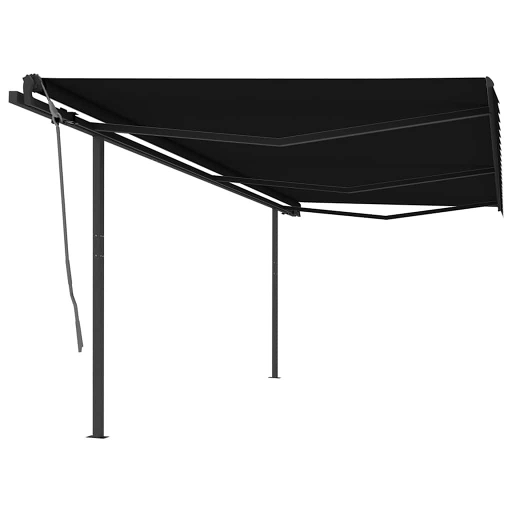 vidaXL Copertină retractabilă automat, cu stâlpi, antracit, 6x3 m vidaXL Copertină retractabilă automat, cu stâlpi, antracit, 6x3 m