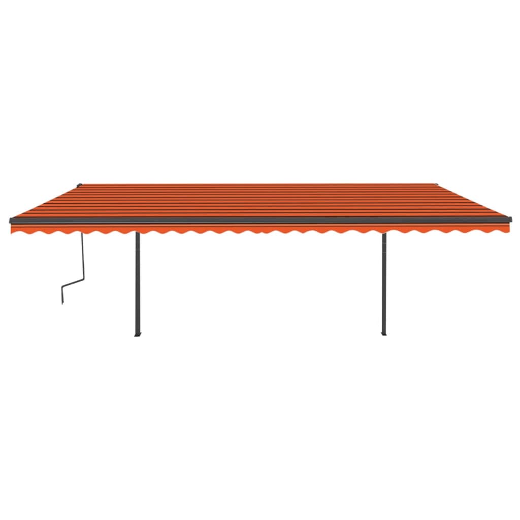 vidaXL Copertină retractabilă automat, stâlpi, portocaliu&maro, 6x3 m vidaXL Copertină retractabilă automat, stâlpi, portocaliu&maro, 6x3 m
