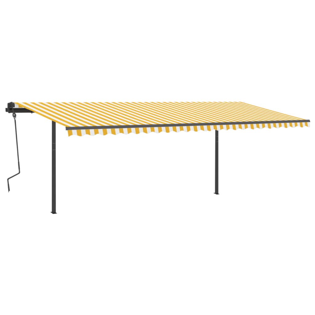 vidaXL Copertină automată cu senzor vânt & LED, galben&alb, 6x3 m vidaXL Copertină automată cu senzor vânt & LED, galben&alb, 6x3 m