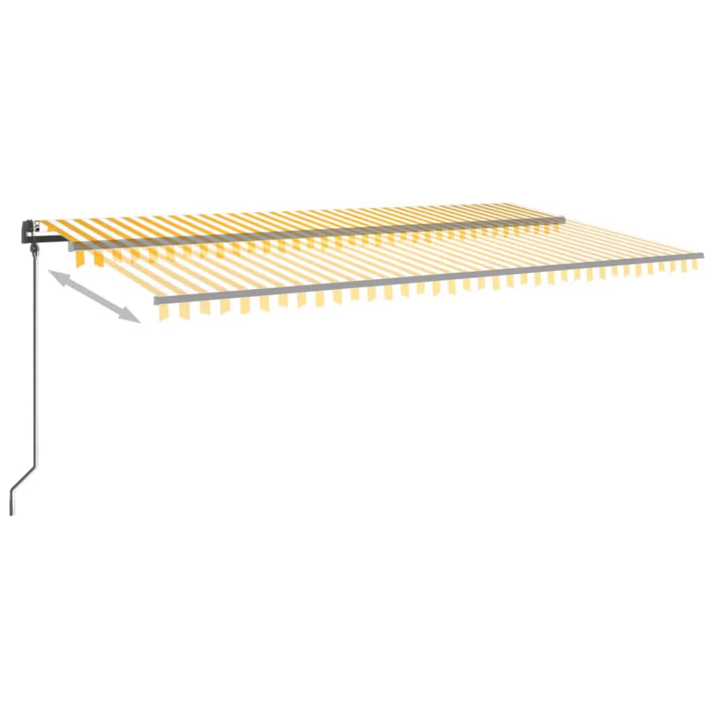 vidaXL Copertină automată cu senzor vânt & LED, galben&alb, 6x3 m vidaXL Copertină automată cu senzor vânt & LED, galben&alb, 6x3 m