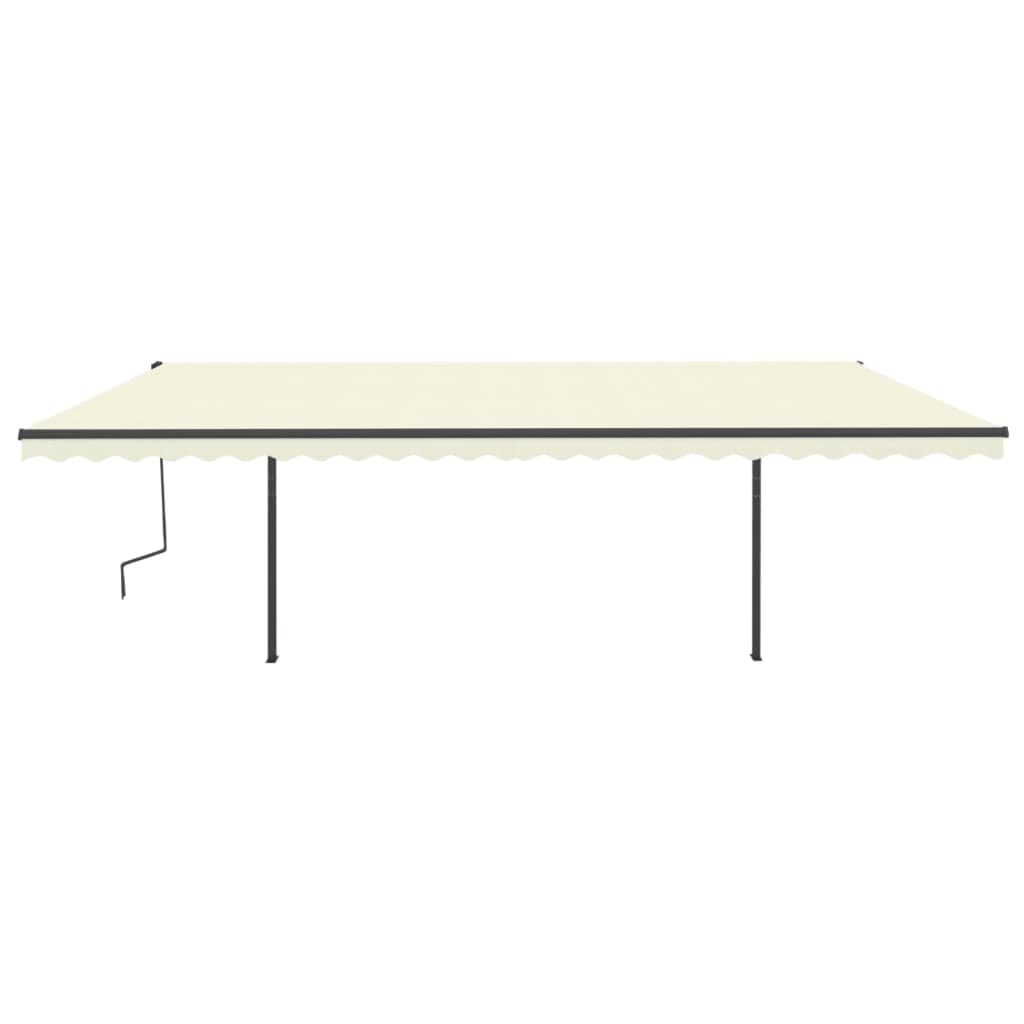 vidaXL Copertină retractabilă automat, cu stâlpi, crem, 6x3,5 m