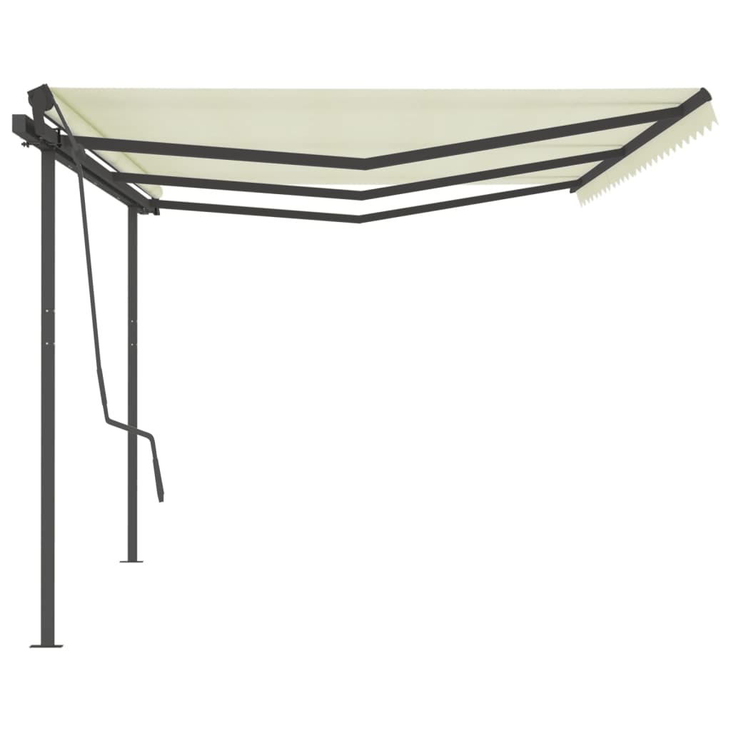 vidaXL Copertină retractabilă automat, cu stâlpi, crem, 6x3,5 m