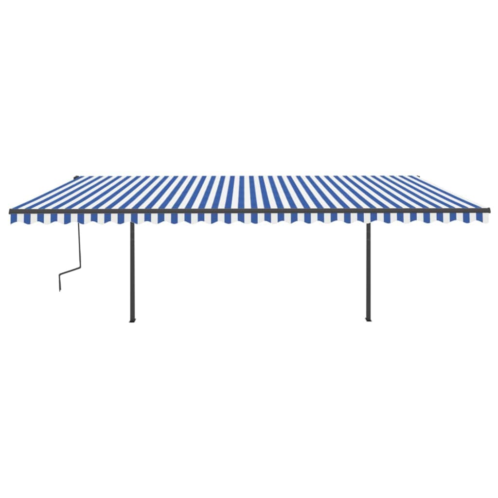 vidaXL Copertină automată cu senzor vânt&LED, albastru și alb, 6x3,5 m