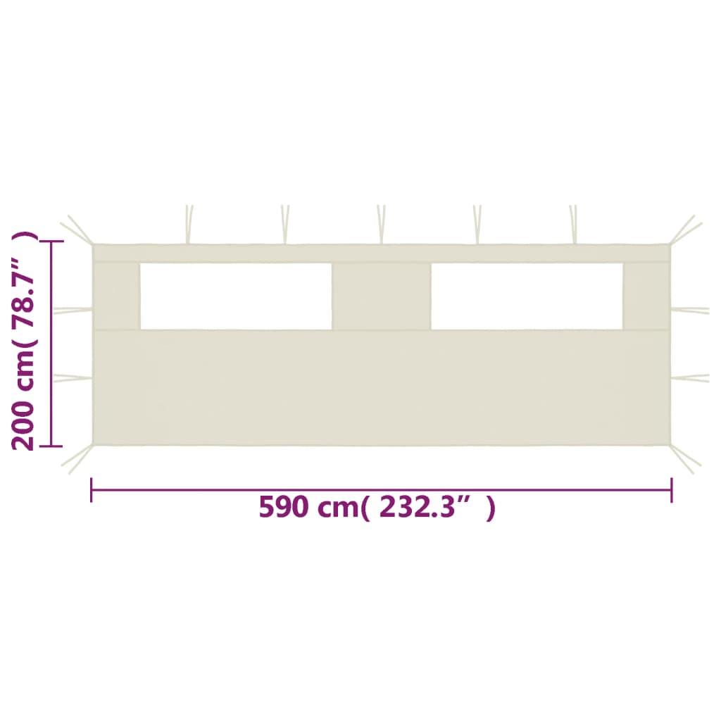 vidaXL Perete lateral foișor cu ferestre, 6x2 m, crem vidaXL Perete lateral foișor cu ferestre, 6x2 m, crem
