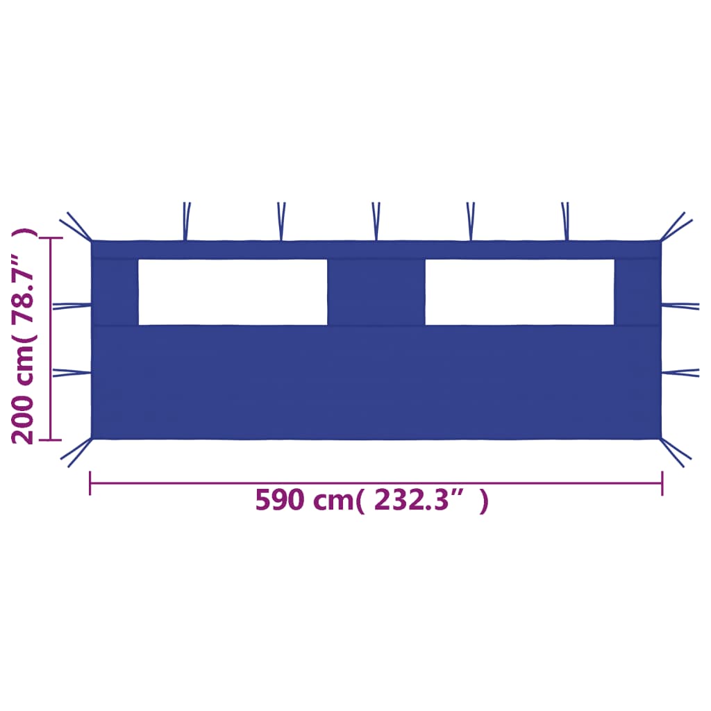 vidaXL Perete lateral foișor cu ferestre, 6x2 m, albastru vidaXL Perete lateral foișor cu ferestre, 6x2 m, albastru