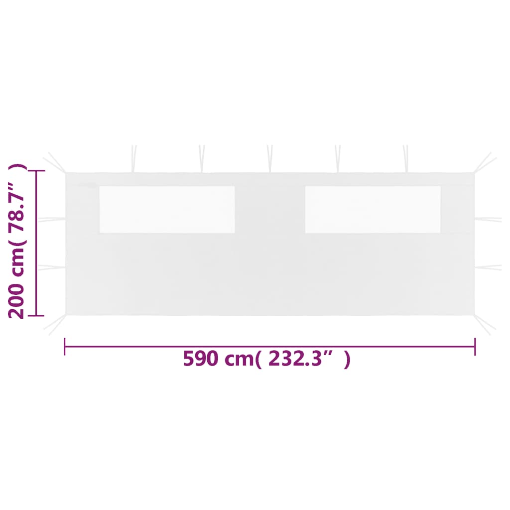 vidaXL Perete lateral foișor cu ferestre, 6x2 m, alb vidaXL Perete lateral foișor cu ferestre, 6x2 m, alb
