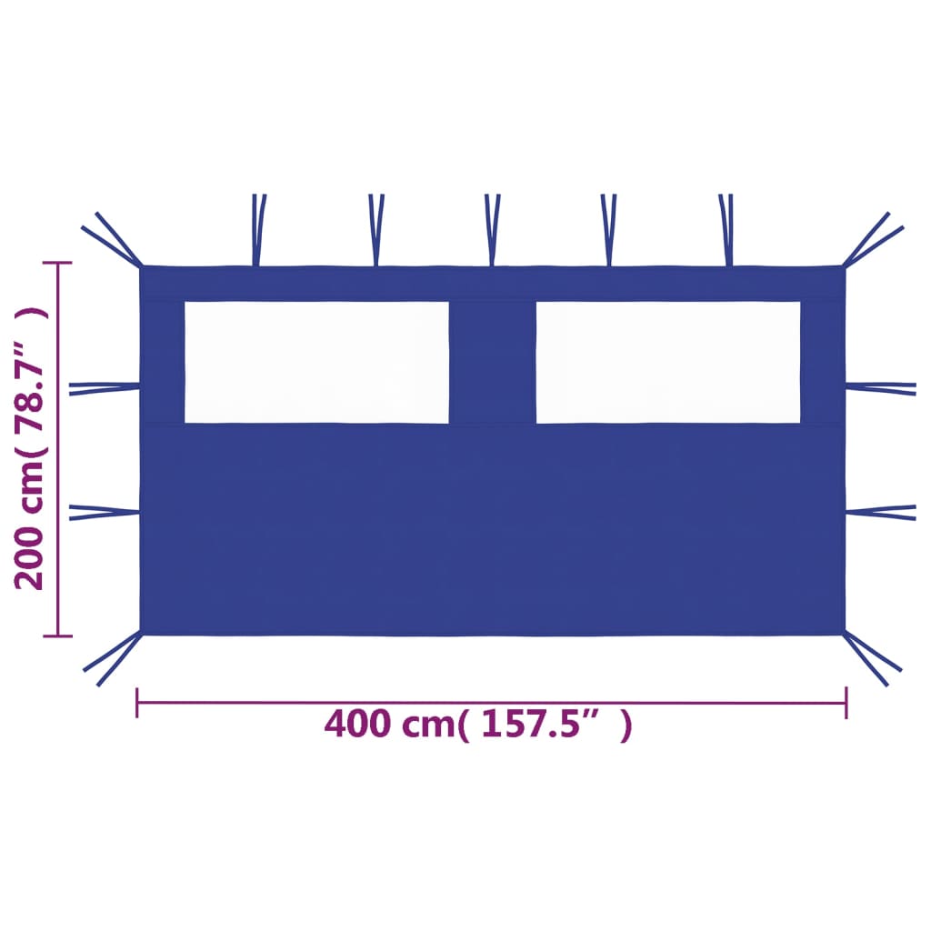 vidaXL Perete lateral foișor cu ferestre, albastru, 4x2 m vidaXL Perete lateral foișor cu ferestre, albastru, 4x2 m