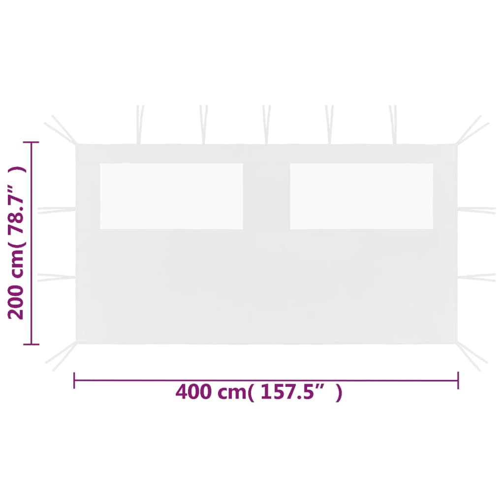 vidaXL Perete lateral foișor cu ferestre, alb, 4x2 m vidaXL Perete lateral foișor cu ferestre, alb, 4x2 m