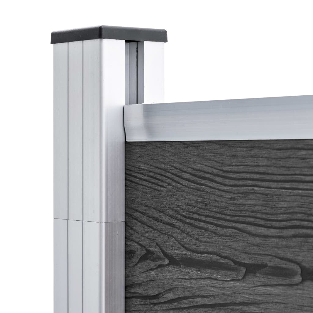 vidaXL Set de panouri de gard, negru, 353 x 186 cm, WPC