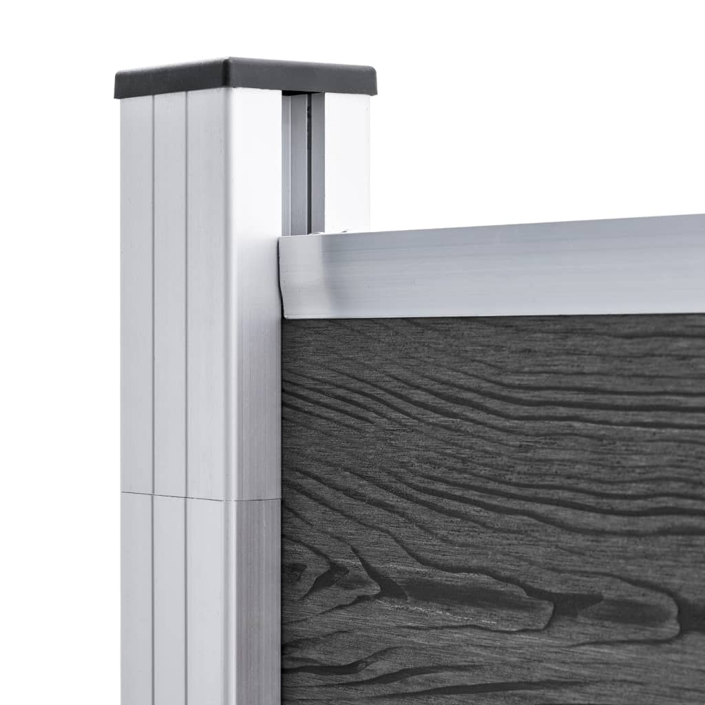vidaXL Set de panouri de gard ,WPC , 872x186 cm, negru