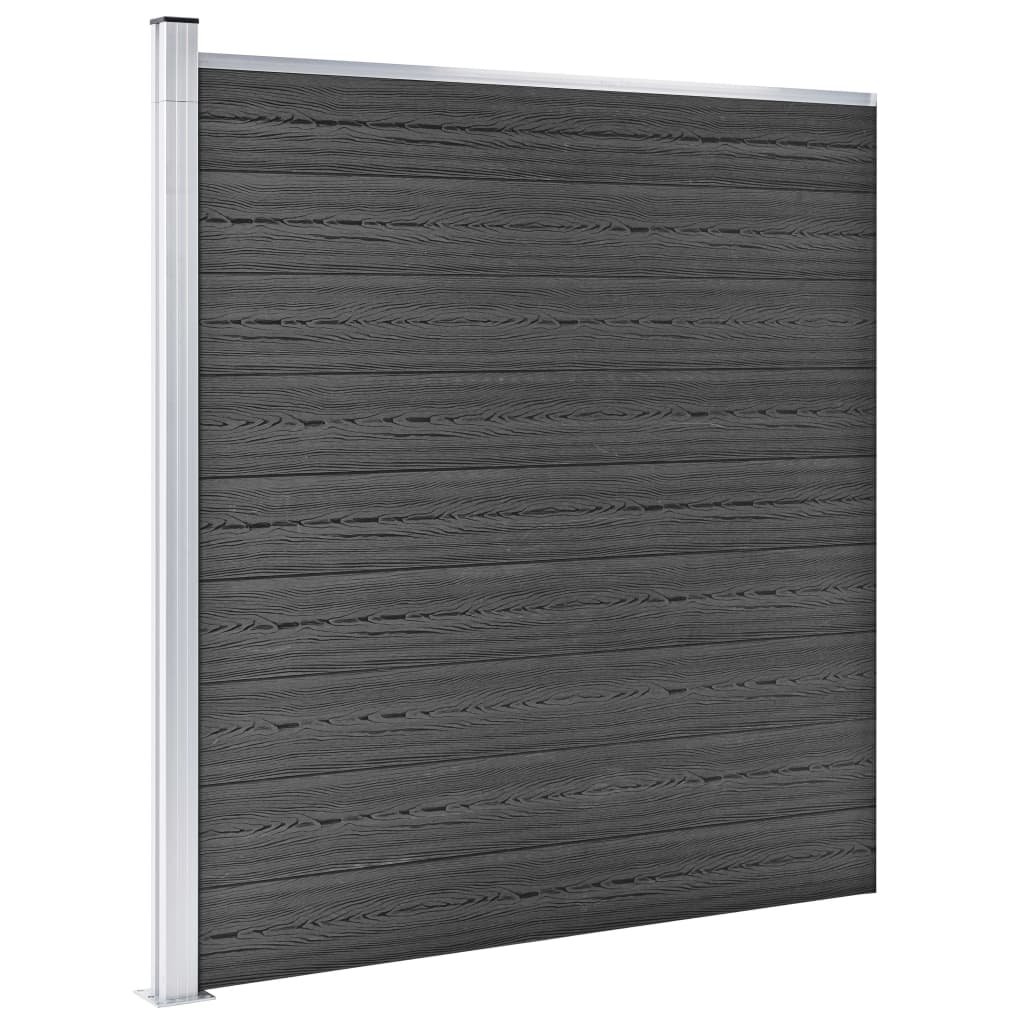 vidaXL Set de panouri de gard, negru, 1045x186 cm, WPC