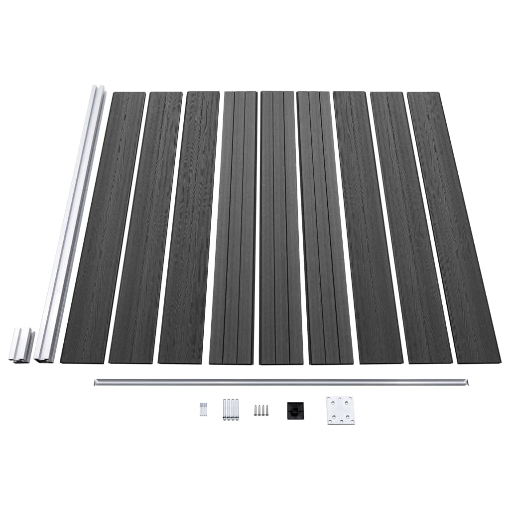 vidaXL Set de panouri de gard, negru, 1045x186 cm, WPC