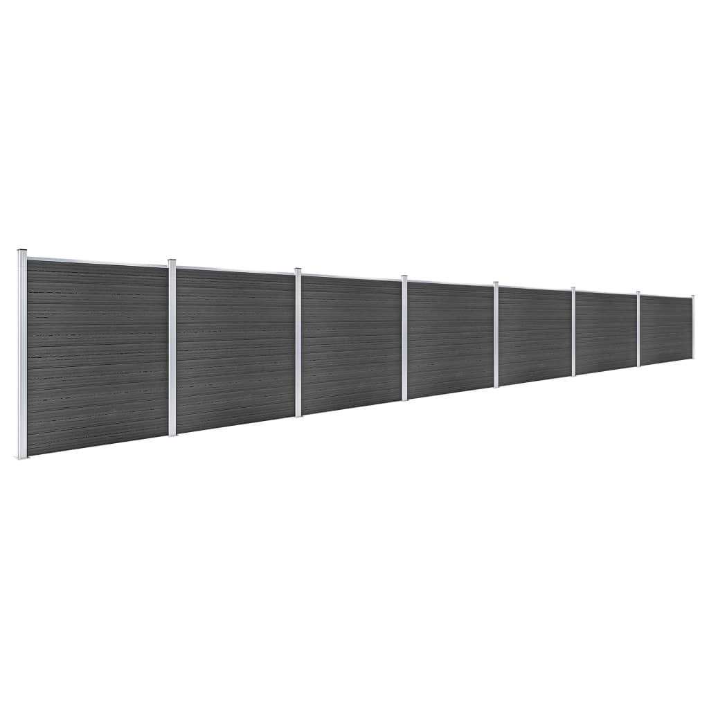 vidaXL Set de panouri de gard, negru, 1218x186 cm, WPC vidaXL Set de panouri de gard, negru, 1218x186 cm, WPC