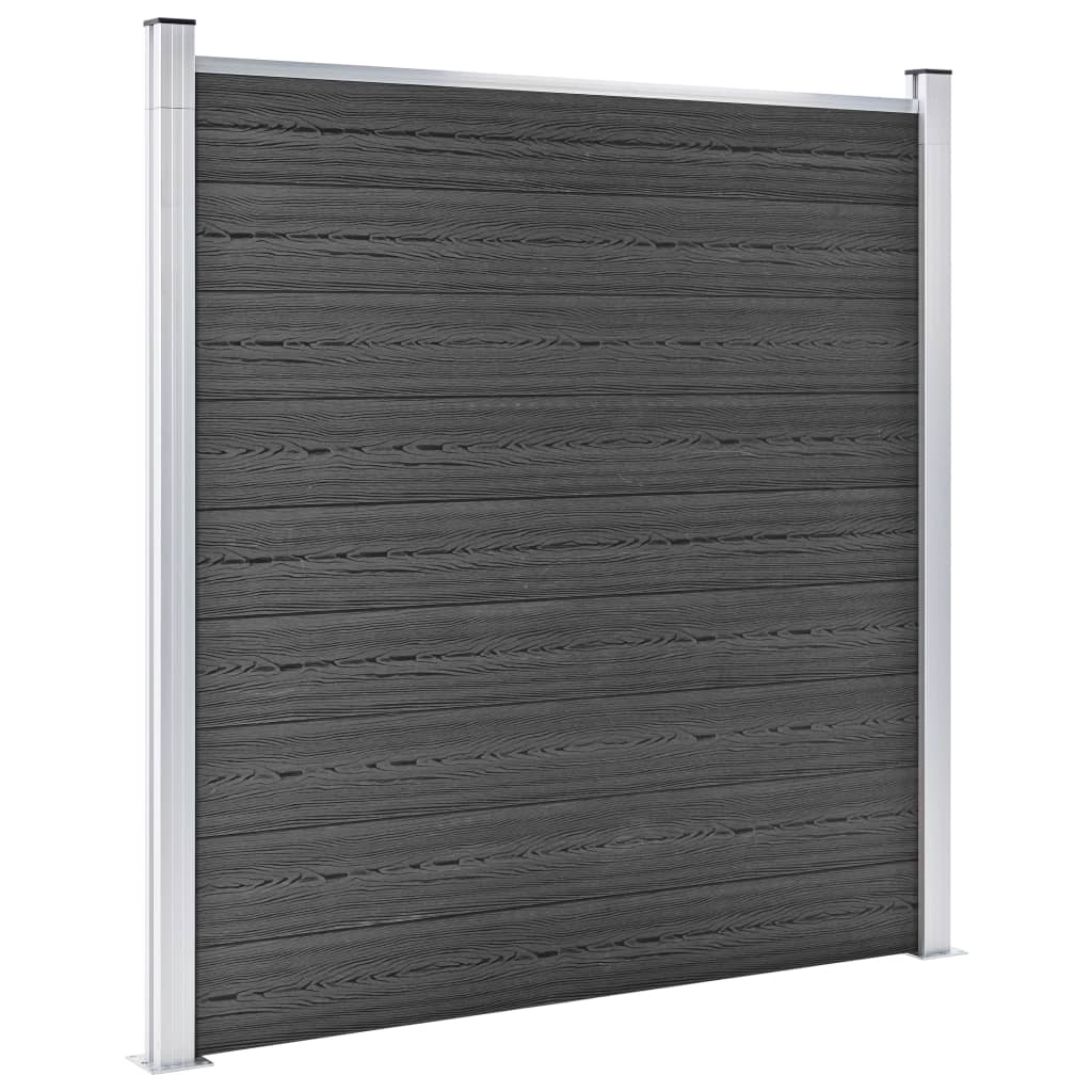 vidaXL Set de panouri de gard, negru, 1391x186 cm, WPC