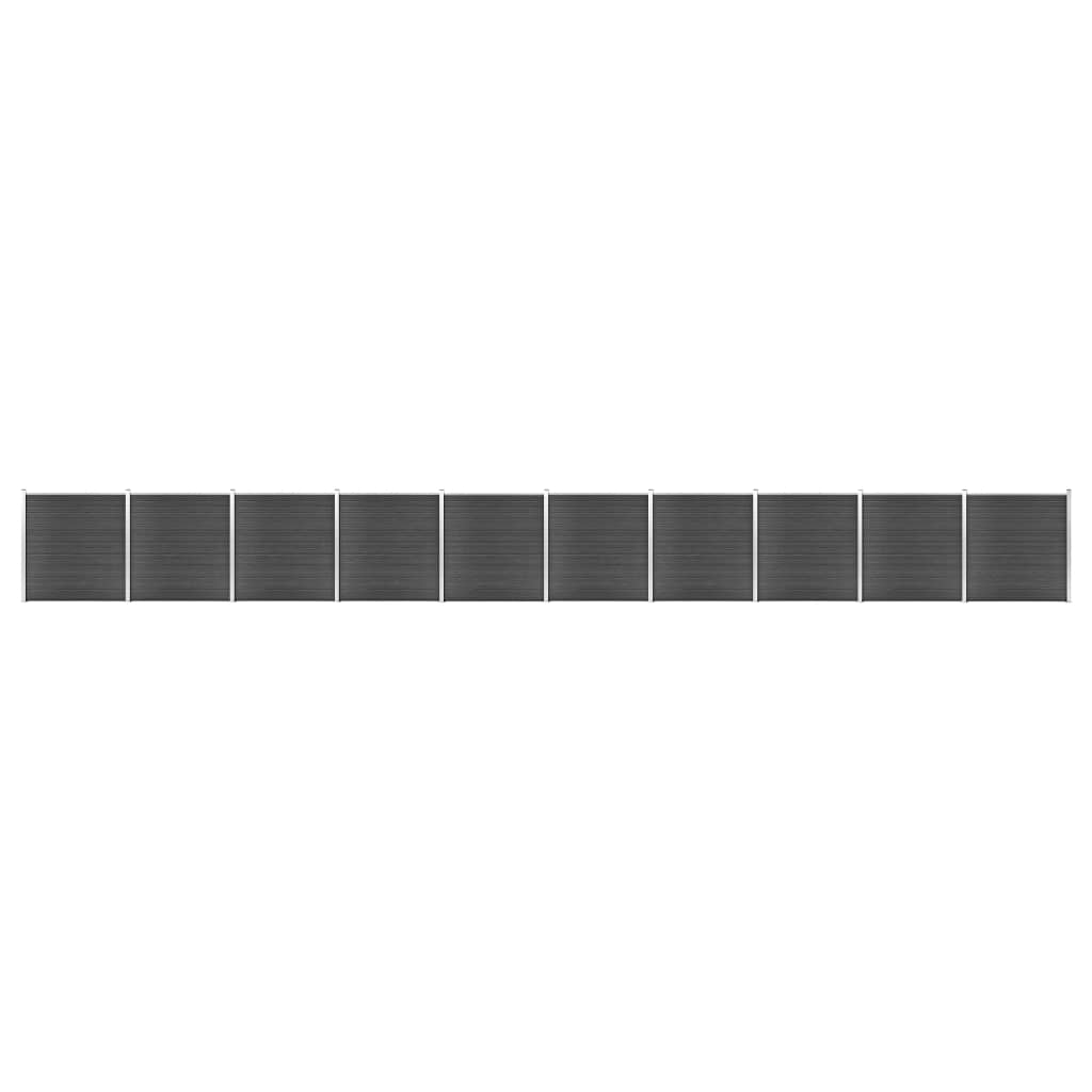 vidaXL Set de panouri de gard, negru, 1737x186 cm, WPC vidaXL Set de panouri de gard, negru, 1737x186 cm, WPC