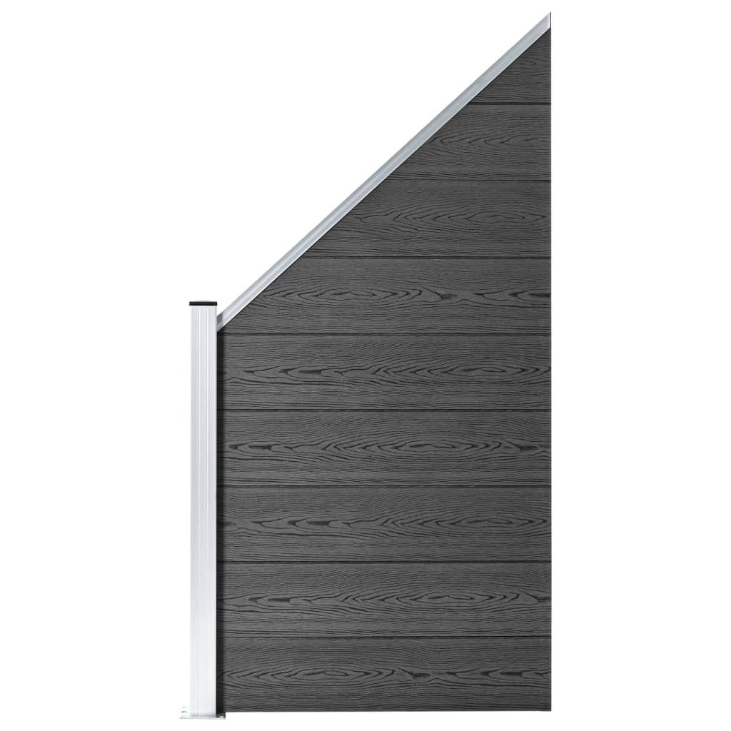 vidaXL Set de panouri de gard, negru, 1311x(105-186) cm, WPC vidaXL Set de panouri de gard, negru, 1311x(105-186) cm, WPC