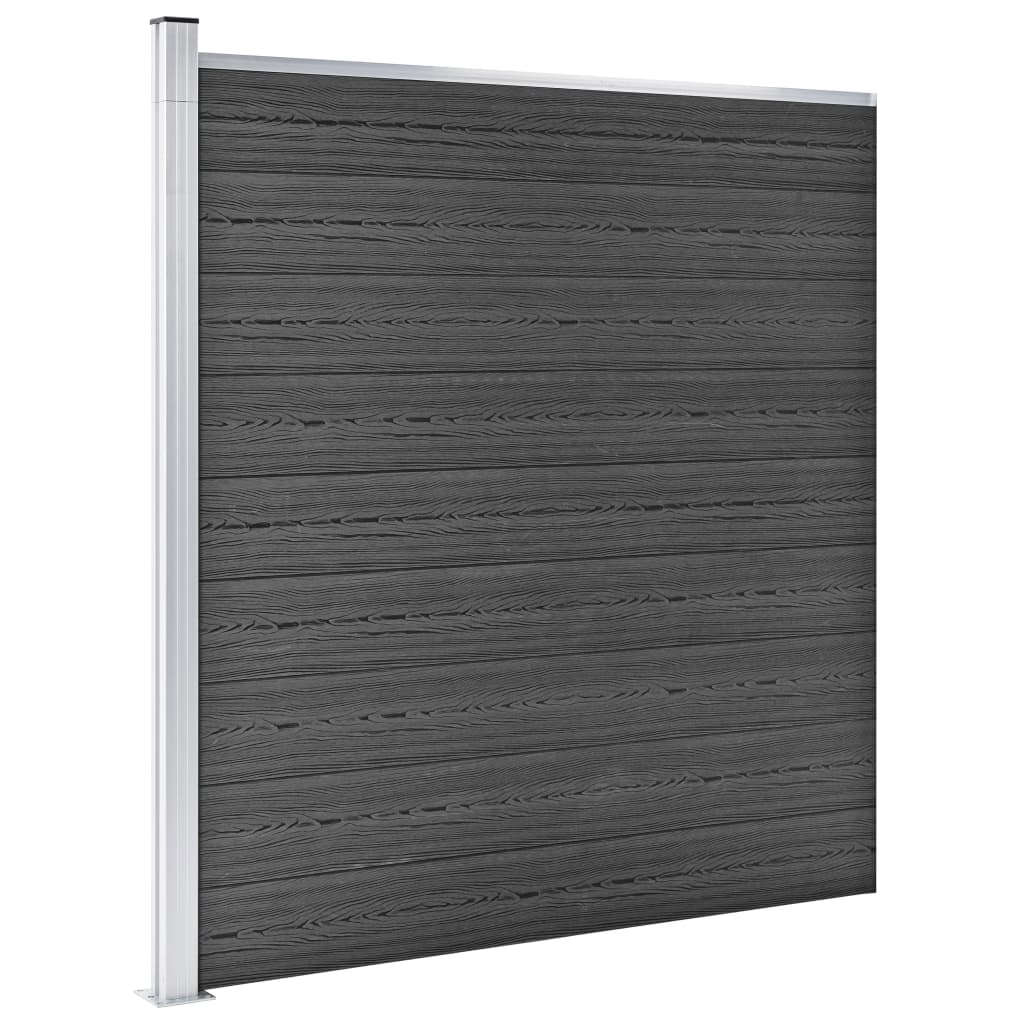 vidaXL Set de panouri de gard, negru, 1311x(105-186) cm, WPC vidaXL Set de panouri de gard, negru, 1311x(105-186) cm, WPC