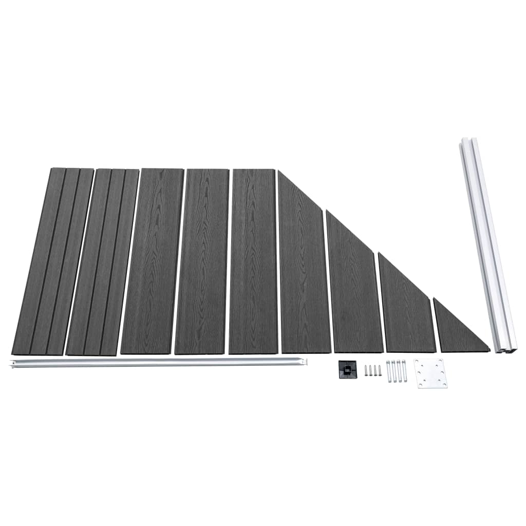 vidaXL Set de panouri de gard, negru, 1657x(105-186) cm, WPC vidaXL Set de panouri de gard, negru, 1657x(105-186) cm, WPC