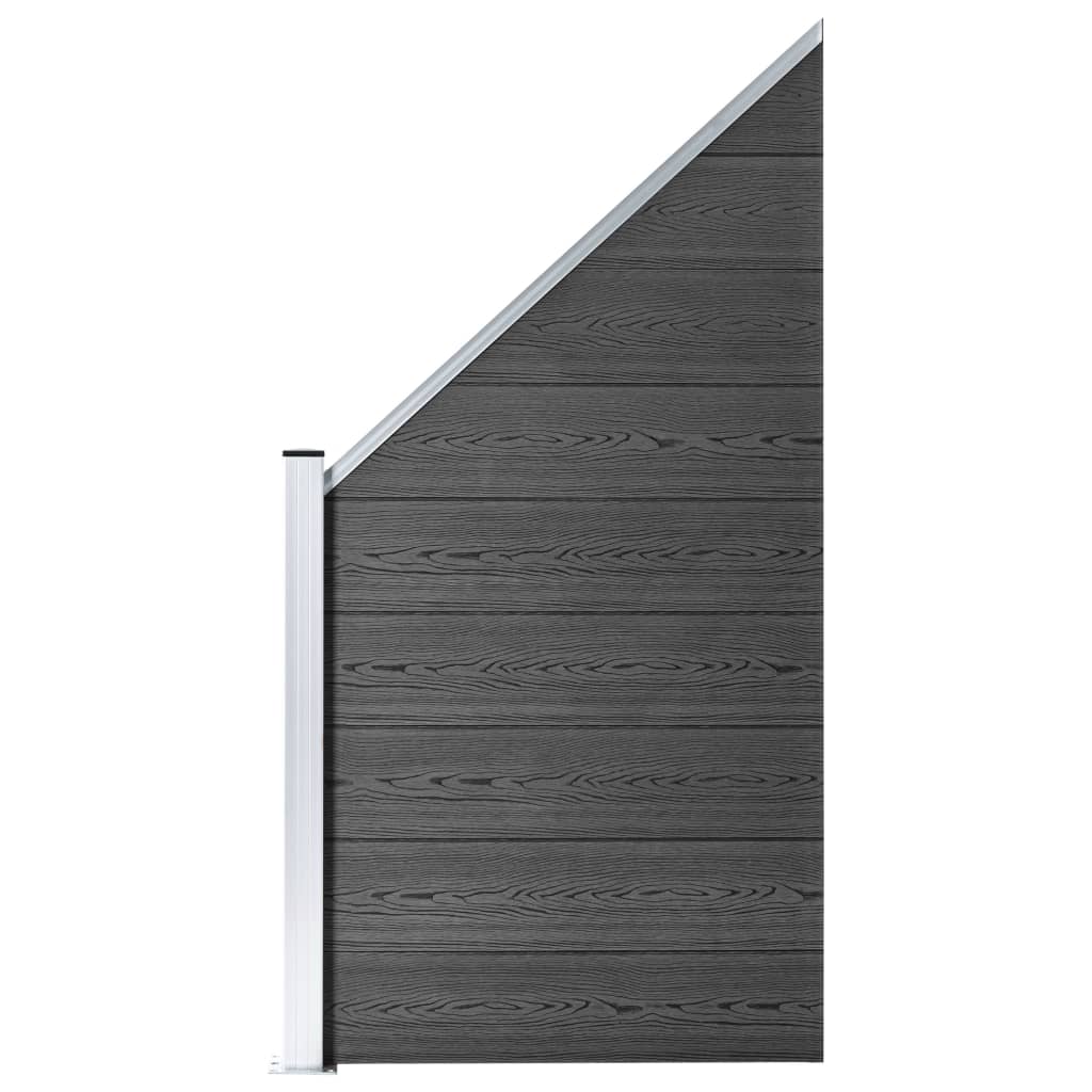 vidaXL Set de panouri de gard, negru, 1830x(105-186) cm, WPC