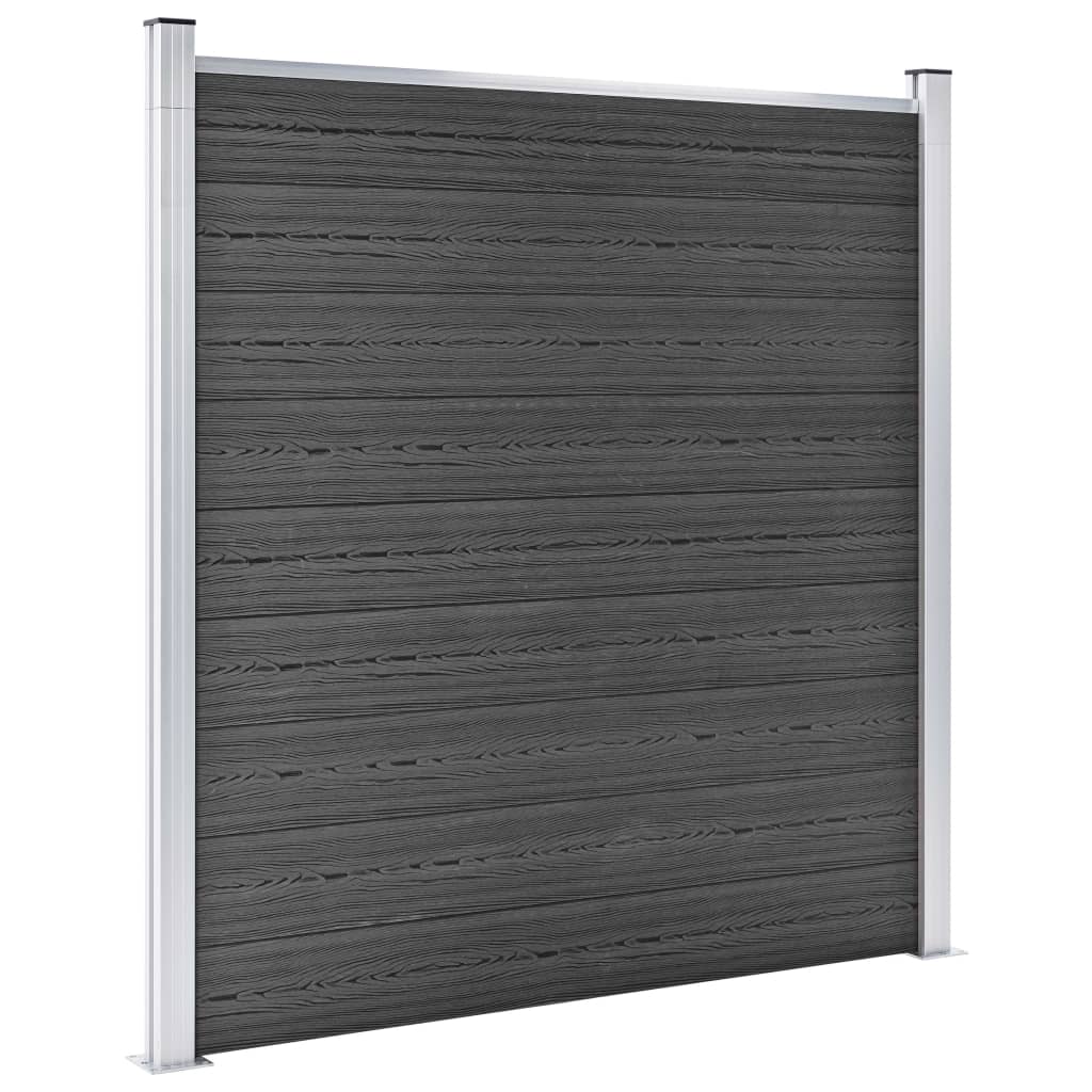vidaXL Set de panouri de gard, negru, 1830x(105-186) cm, WPC