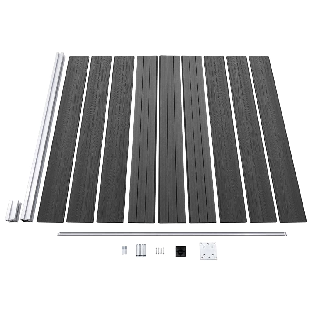 vidaXL Set de panouri de gard, negru, 1830x(105-186) cm, WPC