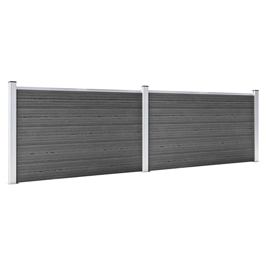 vidaXL Set de panouri de gard, negru, 353 x 105 cm, WPC vidaXL Set de panouri de gard, negru, 353 x 105 cm, WPC
