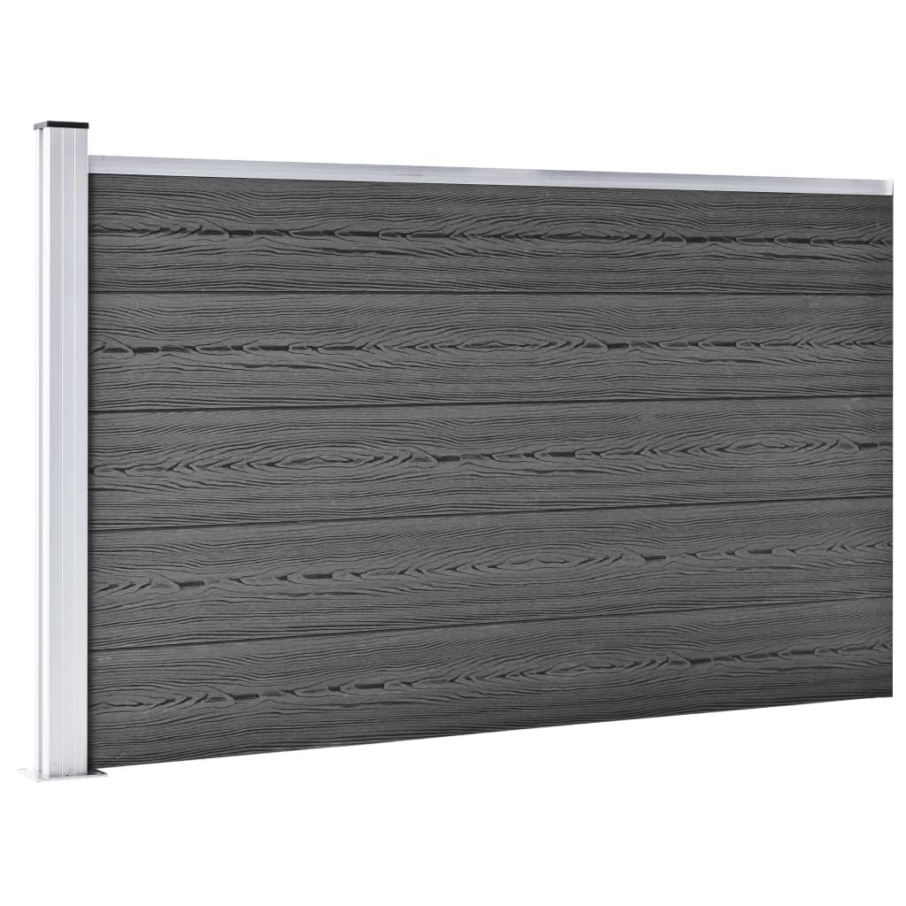 vidaXL Set de panouri de gard, negru, 353 x 105 cm, WPC vidaXL Set de panouri de gard, negru, 353 x 105 cm, WPC