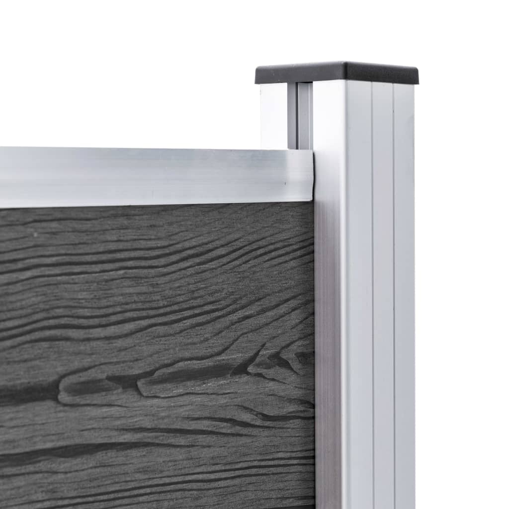 vidaXL Set de panouri de gard, negru, 526 x 105 cm, WPC
