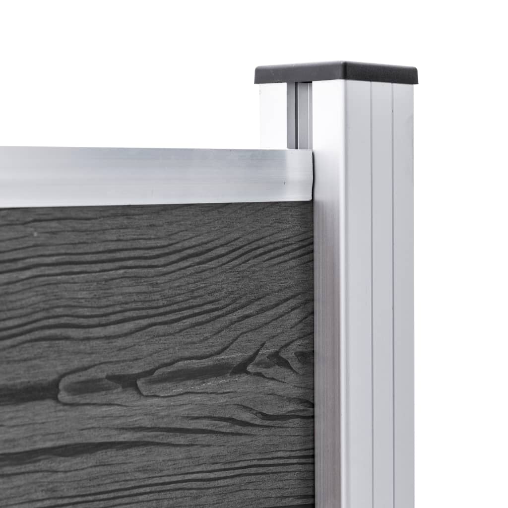 vidaXL Set de panouri de gard, negru, 699 x 105 cm, WPC