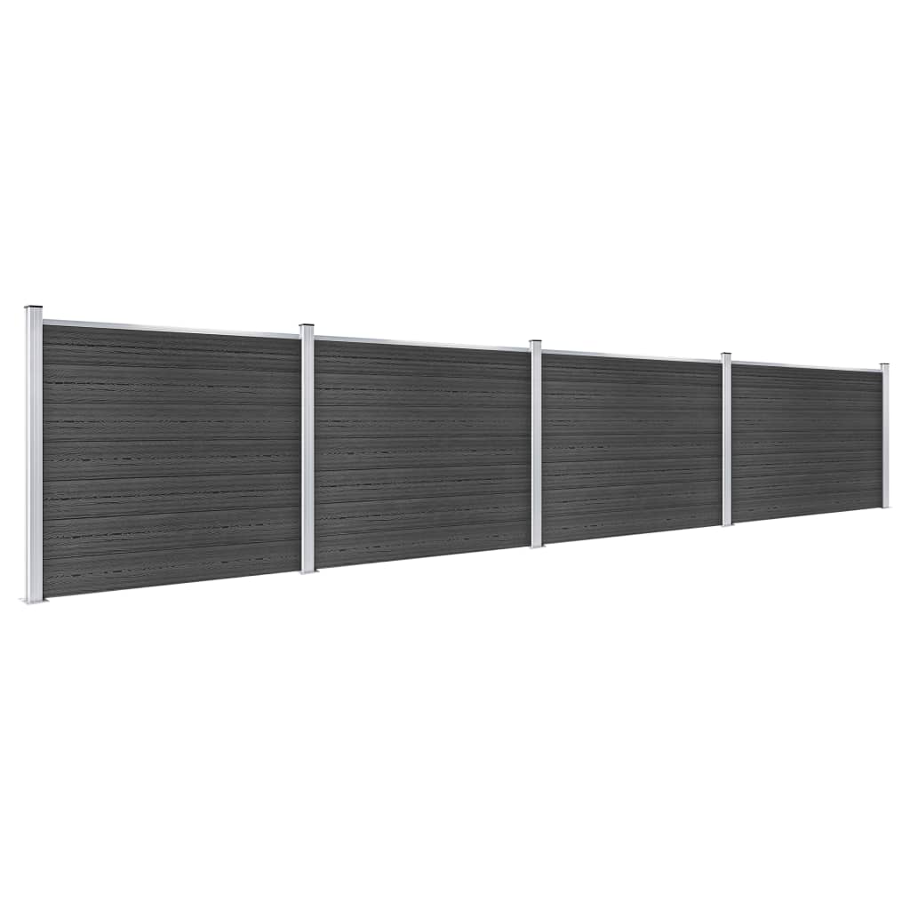 vidaXL Set panouri gard, 699x146 cm, gri, WPC