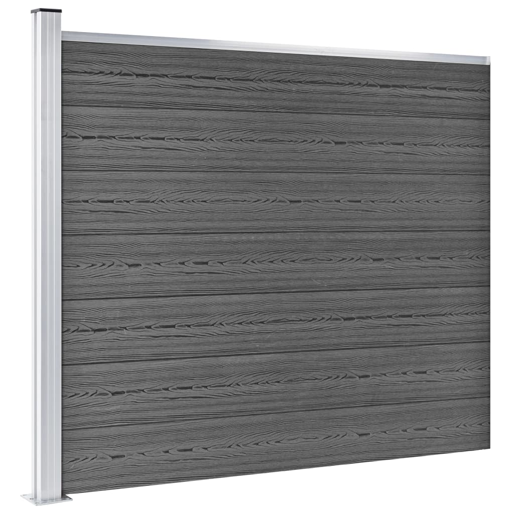 vidaXL Set panouri gard, 353x146 cm, negru, WPC
