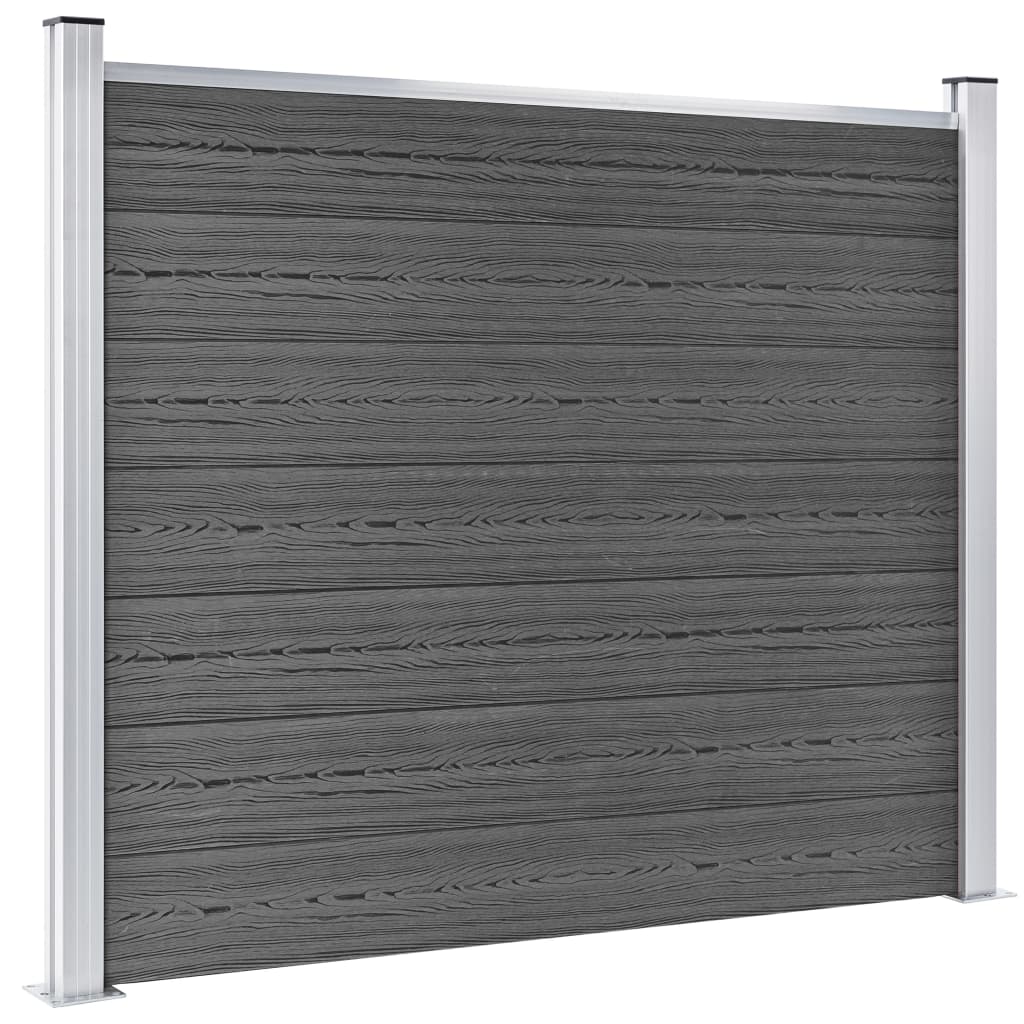 vidaXL Set panouri gard, 353x146 cm, negru, WPC