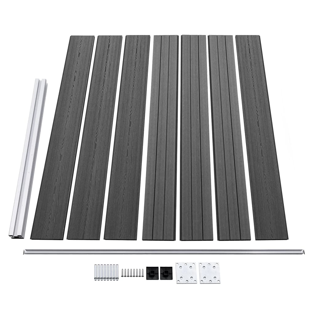 vidaXL Set panouri gard, 353x146 cm, negru, WPC