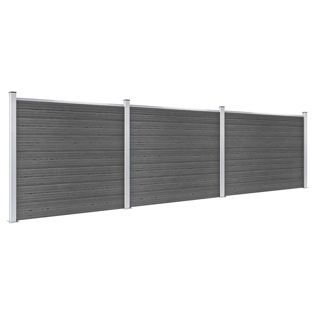 vidaXL Set panouri gard, 526x146 cm, negru, WPC vidaXL Set panouri gard, 526x146 cm, negru, WPC