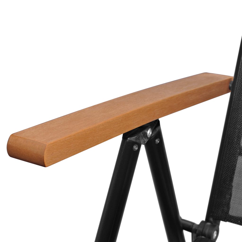 vidaXL Set mobilier de grădină, 9 piese, negru, aluminiu