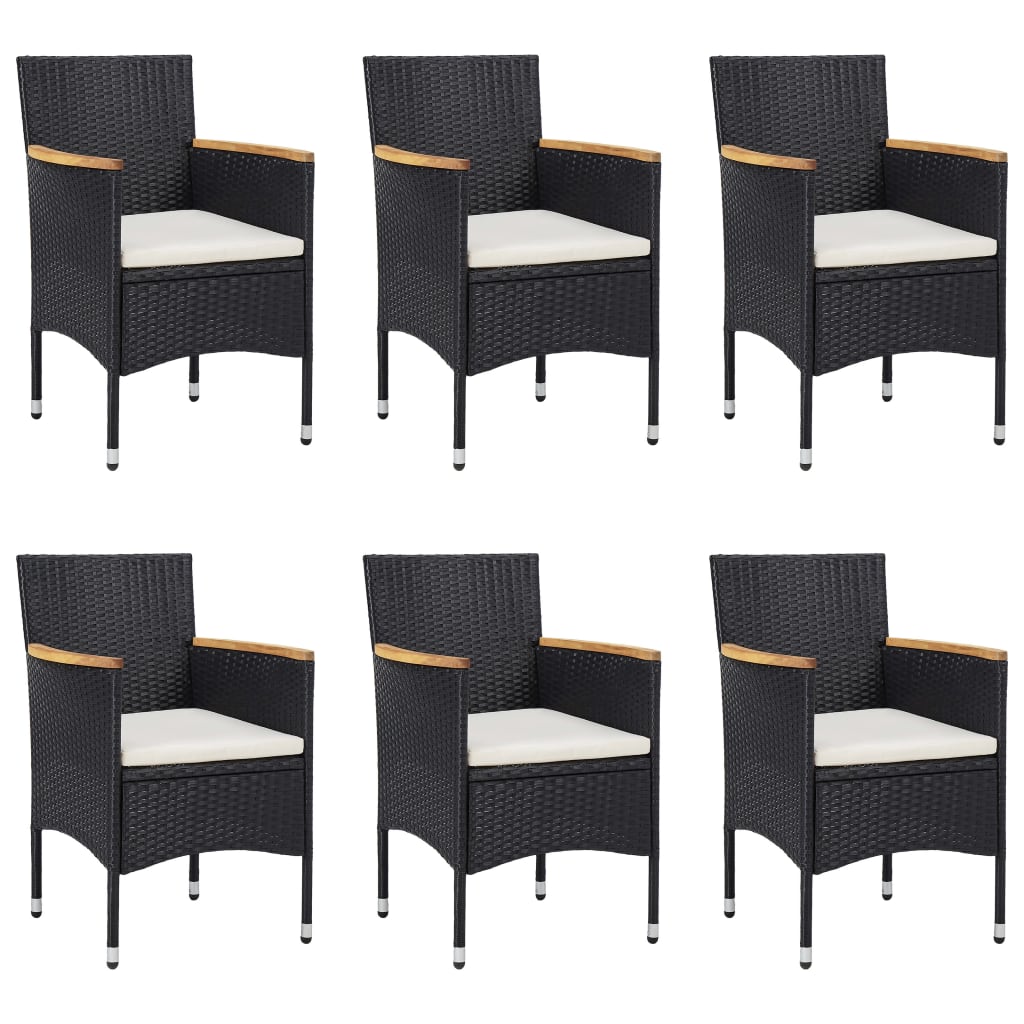 vidaXL Set mobilier pentru grădină, 7 piese, negru, poliratan vidaXL Set mobilier pentru grădină, 7 piese, negru, poliratan