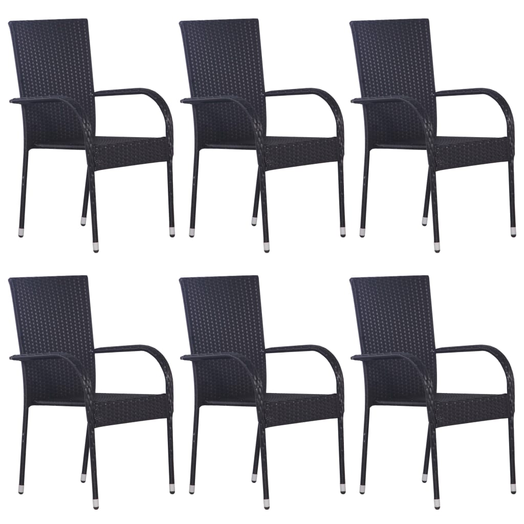 vidaXL Set mobilier de grădină, 7 piese, negru, poliratan