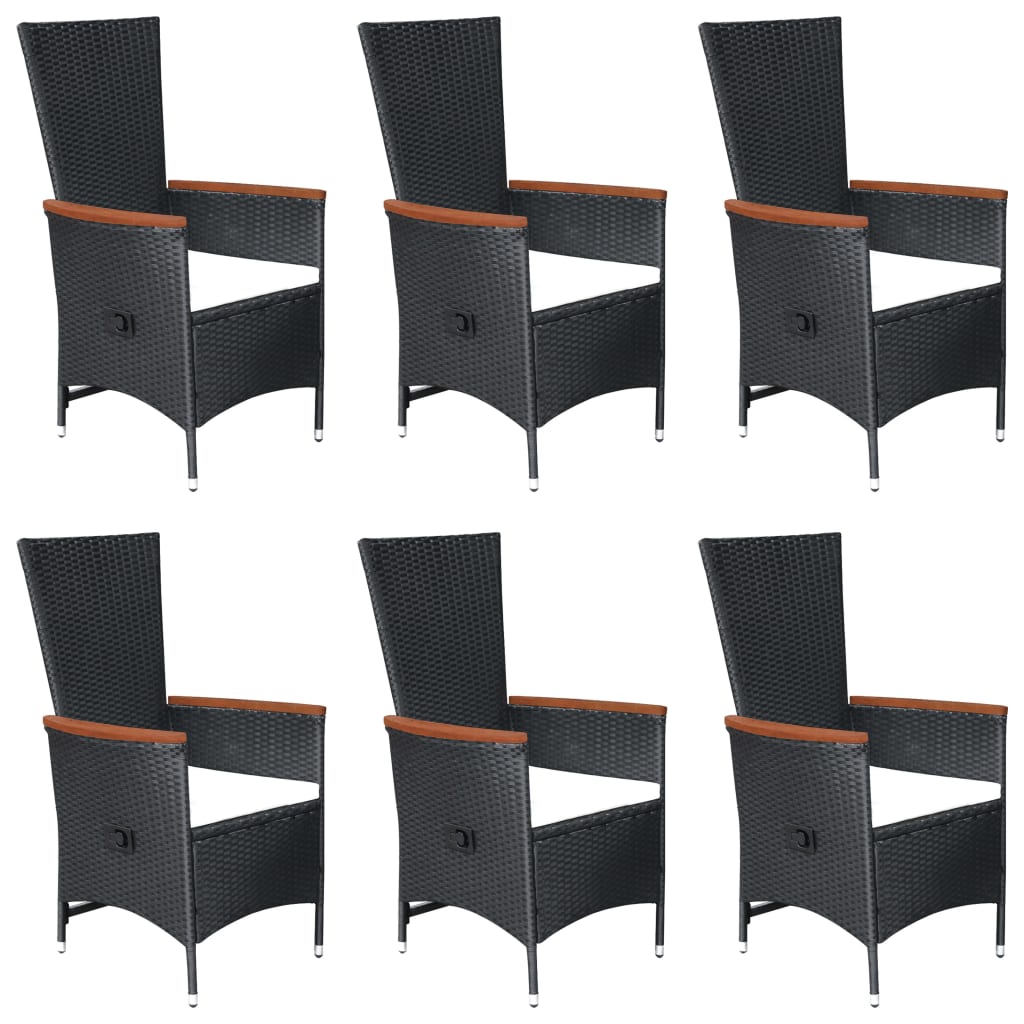 vidaXL Set mobilier de grădină, 7 piese, negru, poliratan