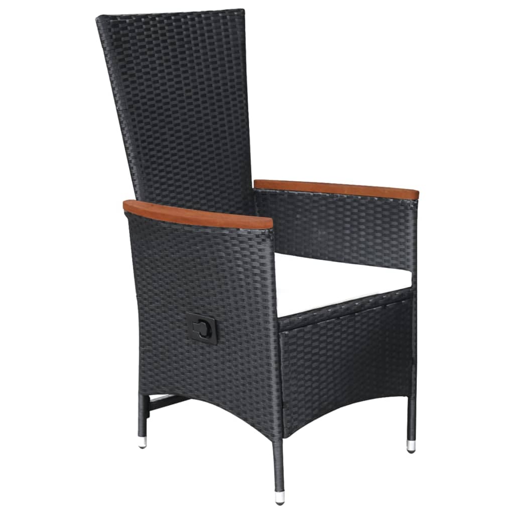 vidaXL Set mobilier de grădină, 7 piese, negru, poliratan