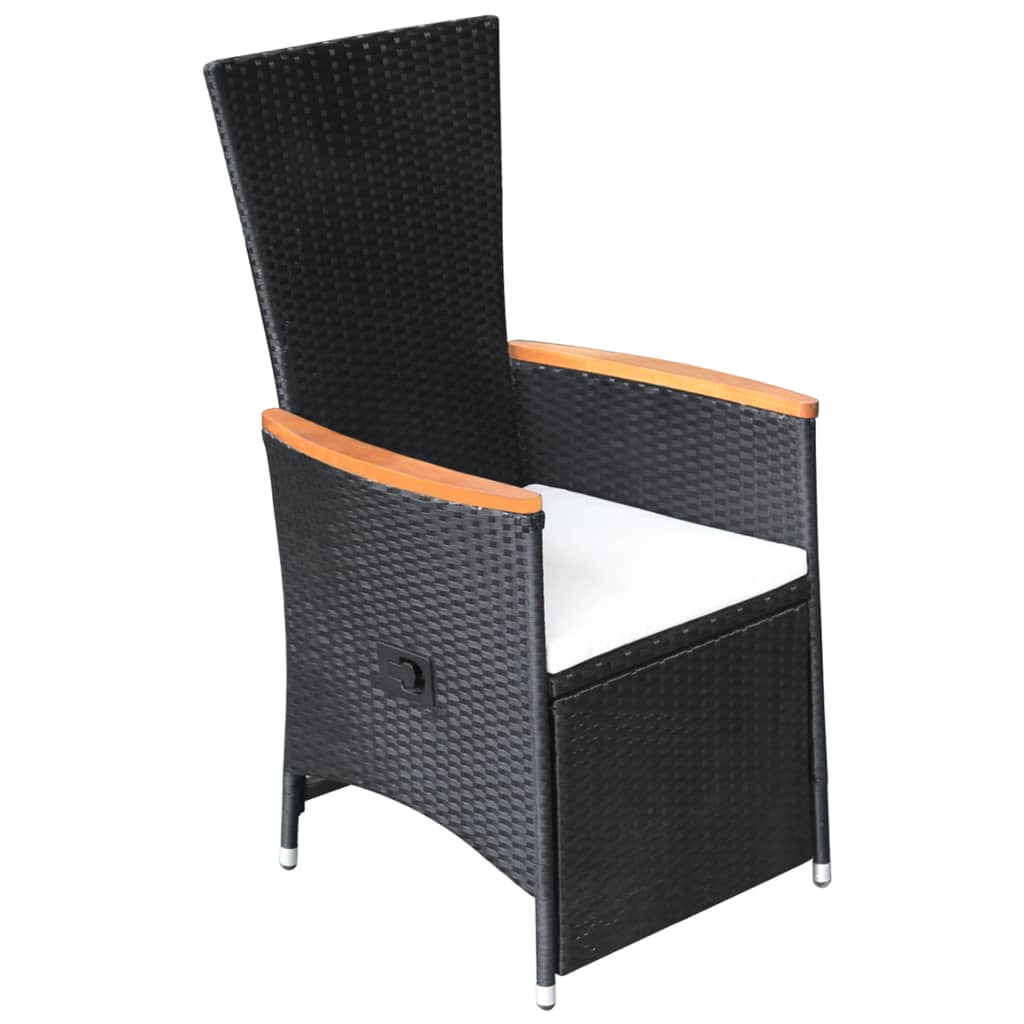 vidaXL Set mobilier de grădină, 7 piese, negru, poliratan