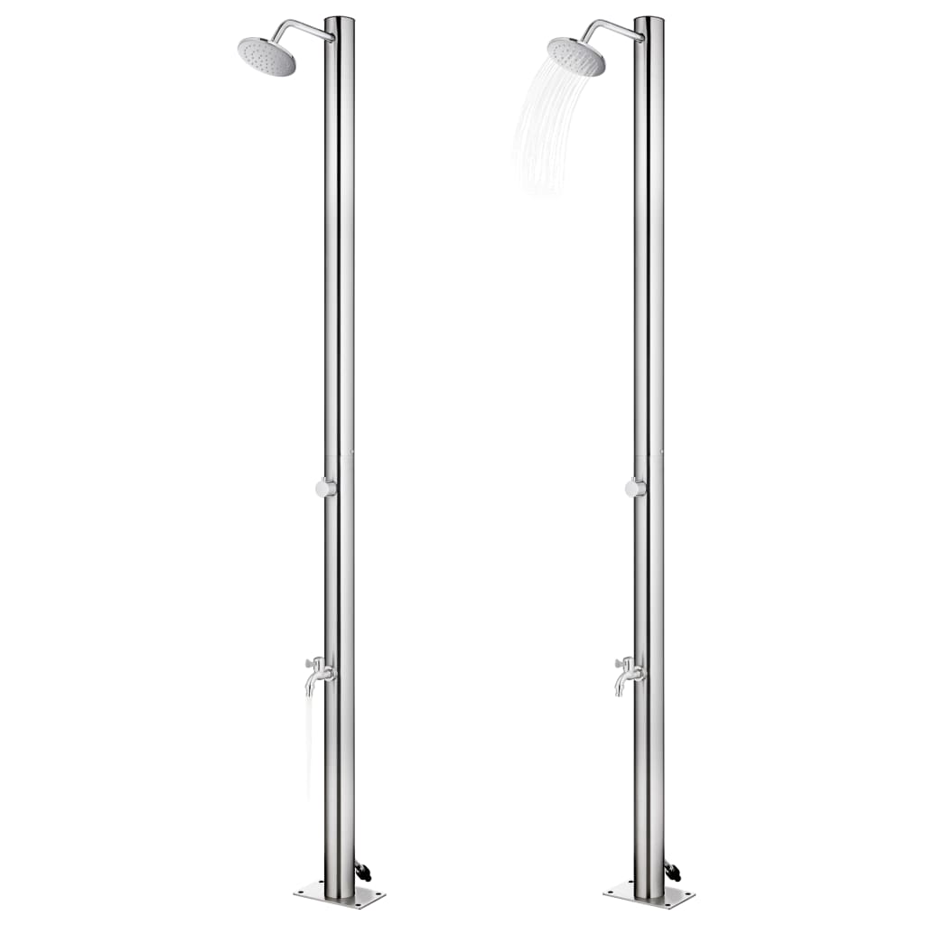 vidaXL Duș de grădină cu bază maro, 220 cm, oțel inoxidabil vidaXL Duș de grădină cu bază maro, 220 cm, oțel inoxidabil