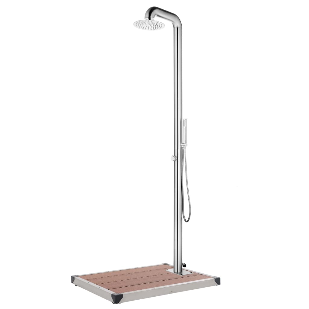 vidaXL Duș de grădină cu bază maro, 230 cm, oțel inoxidabil vidaXL Duș de grădină cu bază maro, 230 cm, oțel inoxidabil