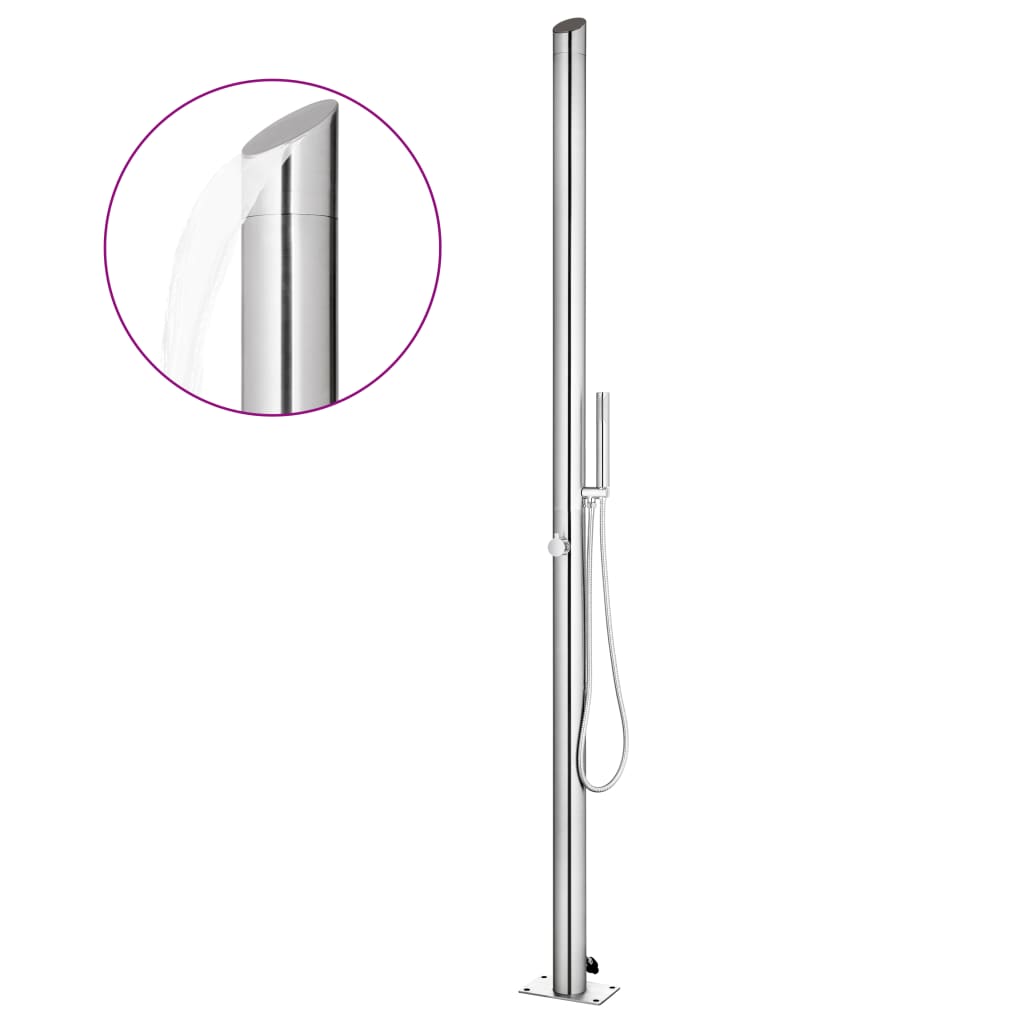 vidaXL Duș de grădină cu bază maro, 225 cm, oțel inoxidabil vidaXL Duș de grădină cu bază maro, 225 cm, oțel inoxidabil