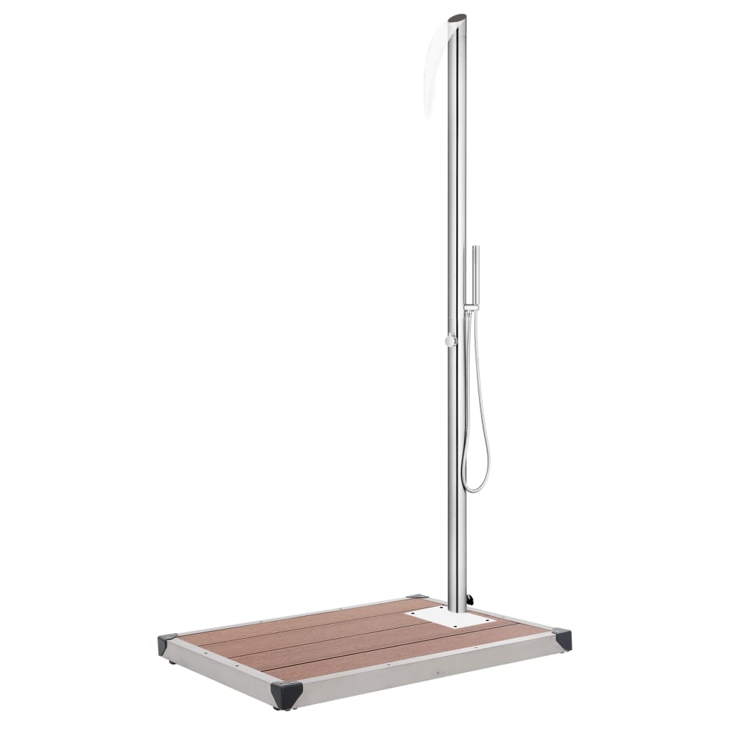 vidaXL Duș de grădină cu bază maro, 225 cm, oțel inoxidabil vidaXL Duș de grădină cu bază maro, 225 cm, oțel inoxidabil
