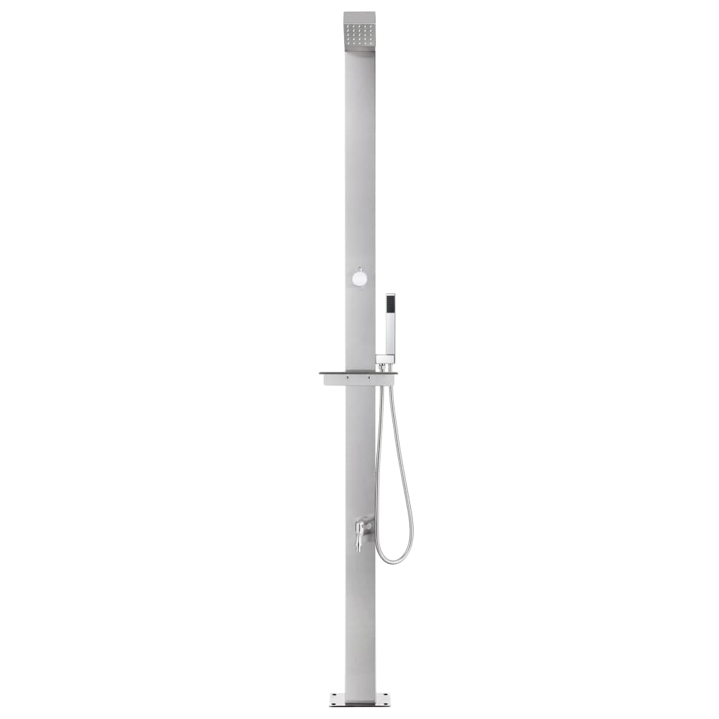 vidaXL Duș de grădină cu bază gri, 225 cm, oțel inoxidabil