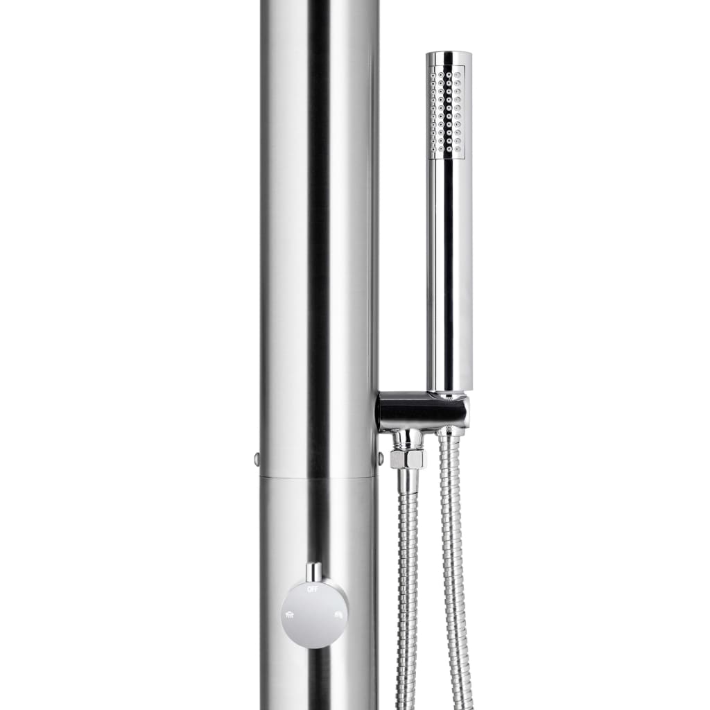 vidaXL Duș de grădină cu bază gri, 225 cm, oțel inoxidabil vidaXL Duș de grădină cu bază gri, 225 cm, oțel inoxidabil