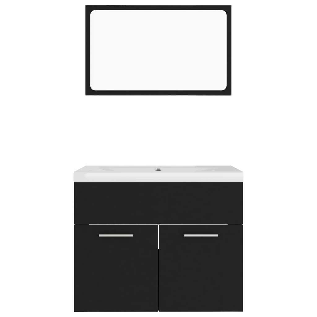 vidaXL Set mobilier de baie, negru, lemn prelucrat vidaXL Set mobilier de baie, negru, lemn prelucrat